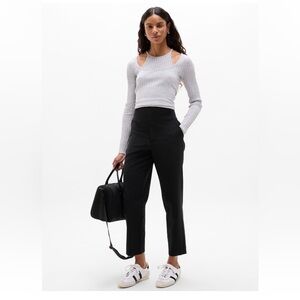 Athleta Endless High Rise Pants in Black with Satin Stripe